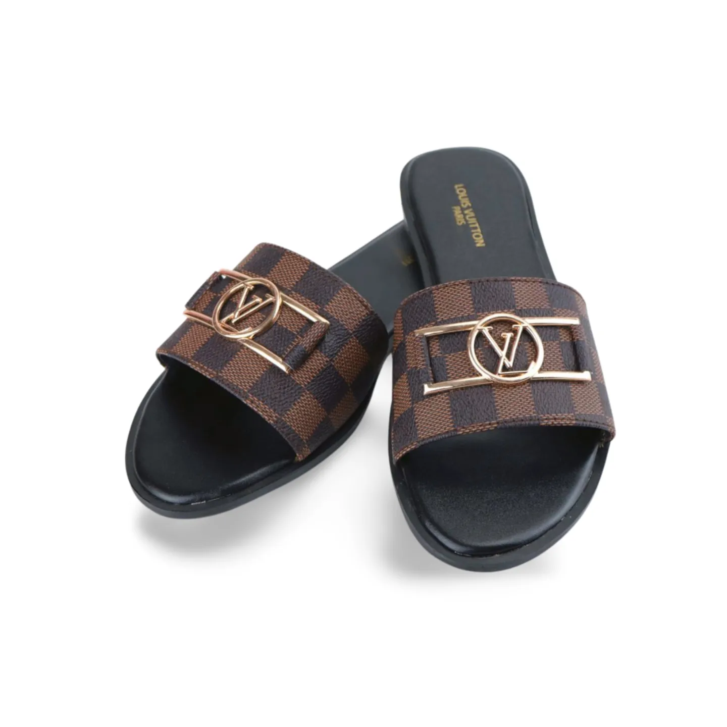 Luxury Ou Leather Flat Slides For Women