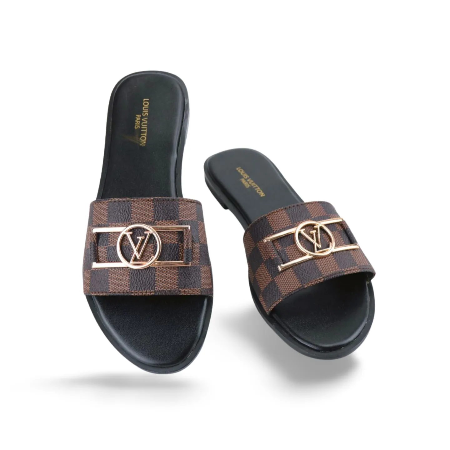 Luxury Ou Leather Flat Slides For Women