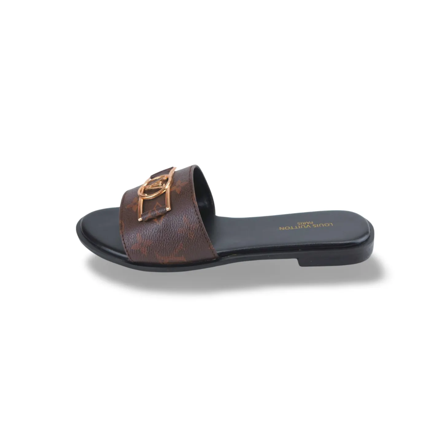 Luxury Ou Leather Flat Slides For Women