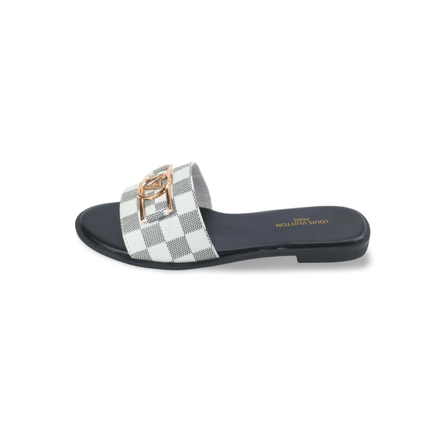 Luxury Ou Leather Flat Slides For Women