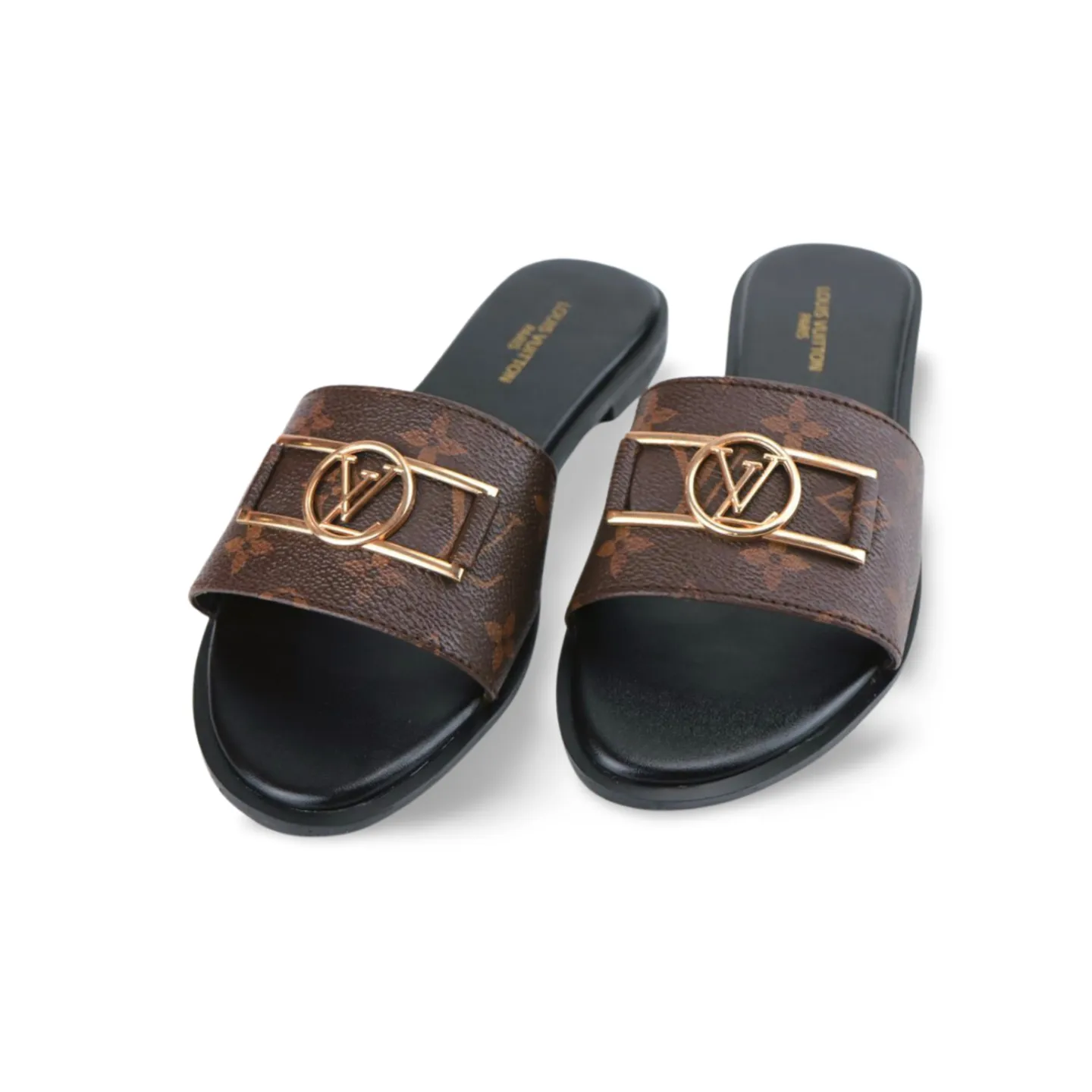 Luxury Ou Leather Flat Slides For Women