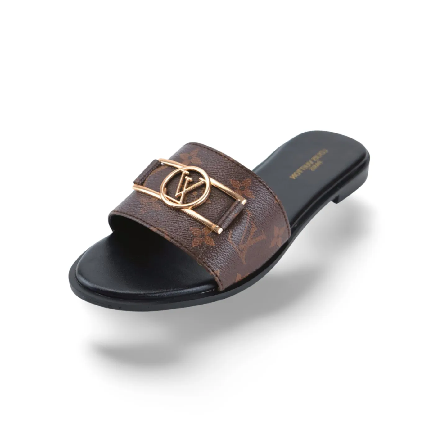 Luxury Ou Leather Flat Slides For Women