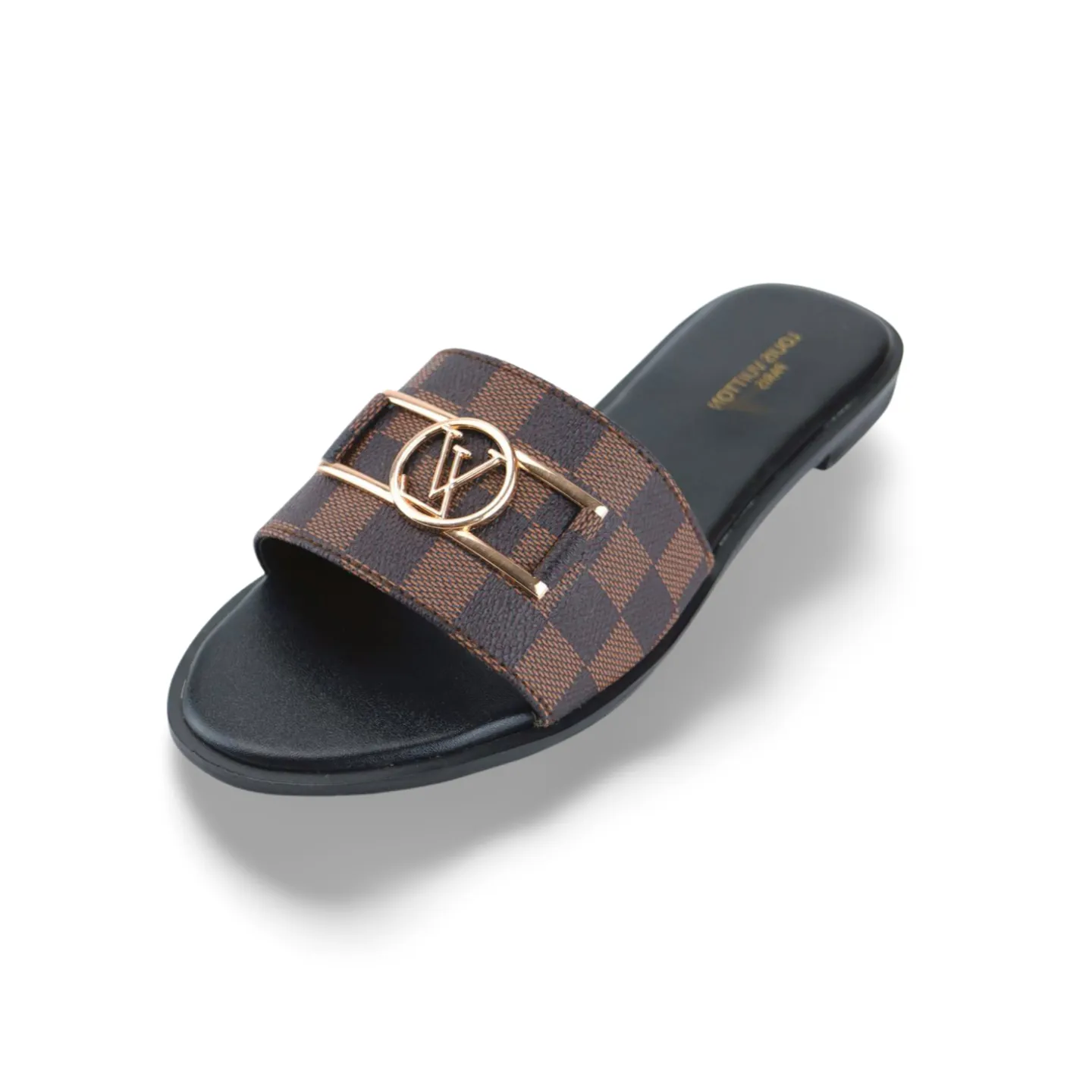 Luxury Ou Leather Flat Slides For Women