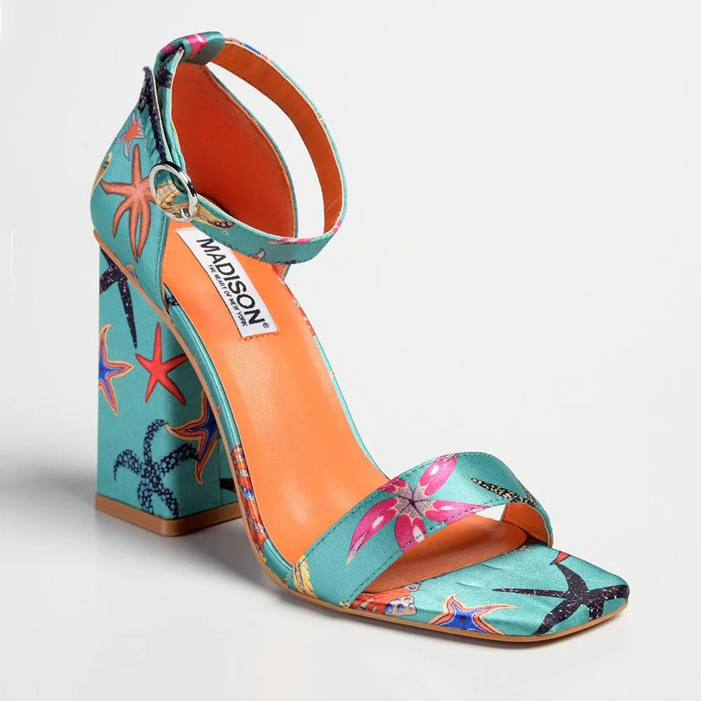 Madison Galaxy Block Heel Sandal - Green / Orange