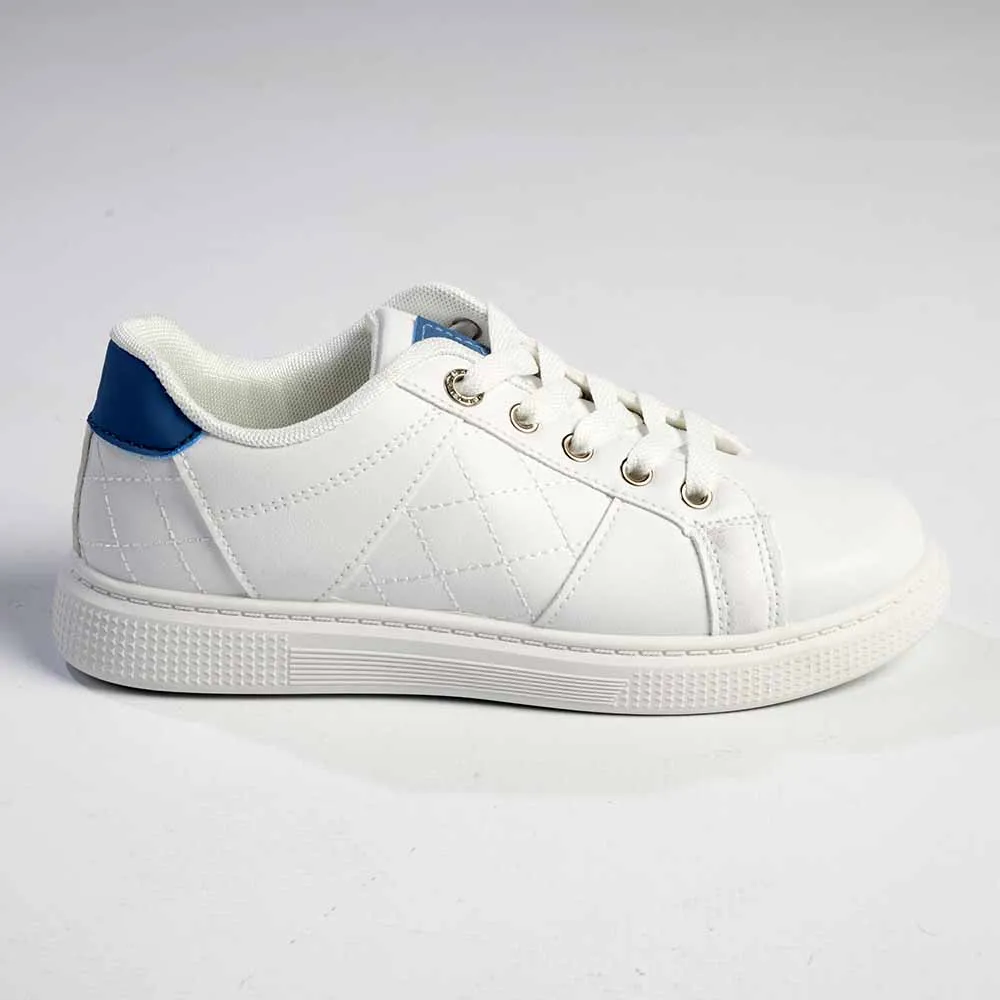 Madison Lace-Up Checkered Fashion Sneaker - White/Blue