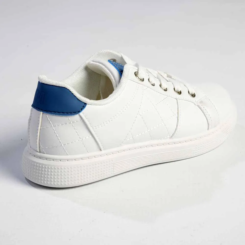 Madison Lace-Up Checkered Fashion Sneaker - White/Blue