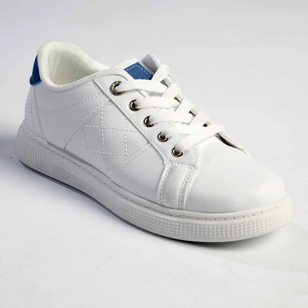 Madison Lace-Up Checkered Fashion Sneaker - White/Blue