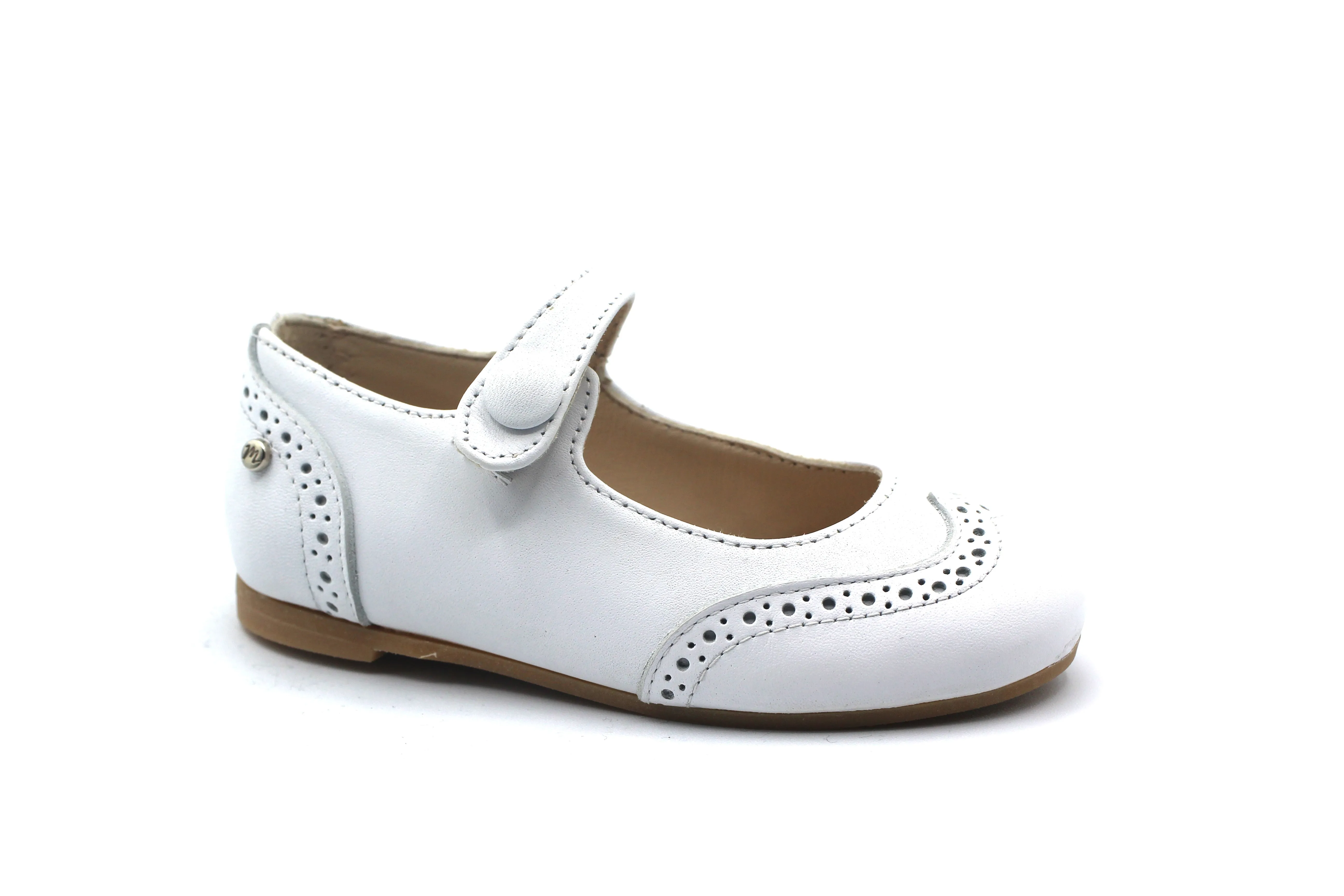 Manuela De Juan White Missy Wingtip Mary Jane