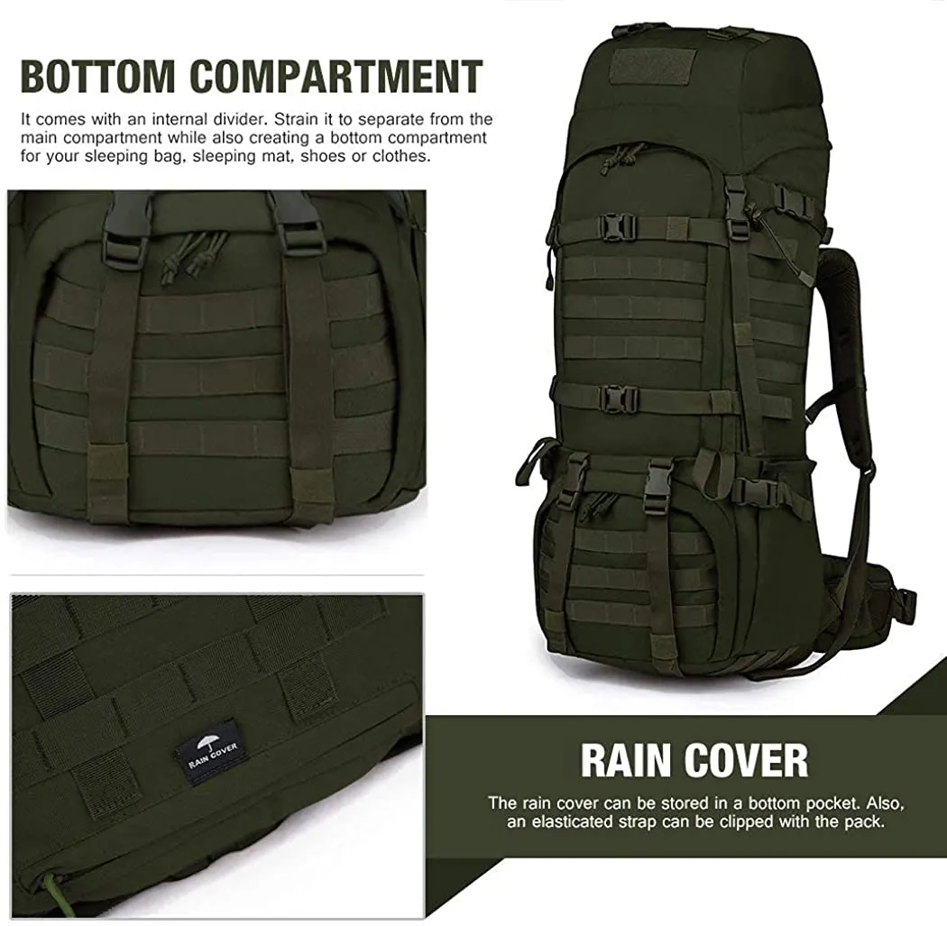 Mardingtop 70L/65L/65 10L Molle Hiking Internal Frame Backpacks with Rain Cover for Camping,Backpacking