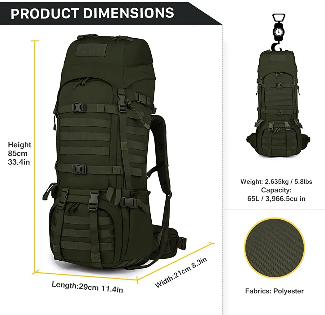 Mardingtop 70L/65L/65 10L Molle Hiking Internal Frame Backpacks with Rain Cover for Camping,Backpacking