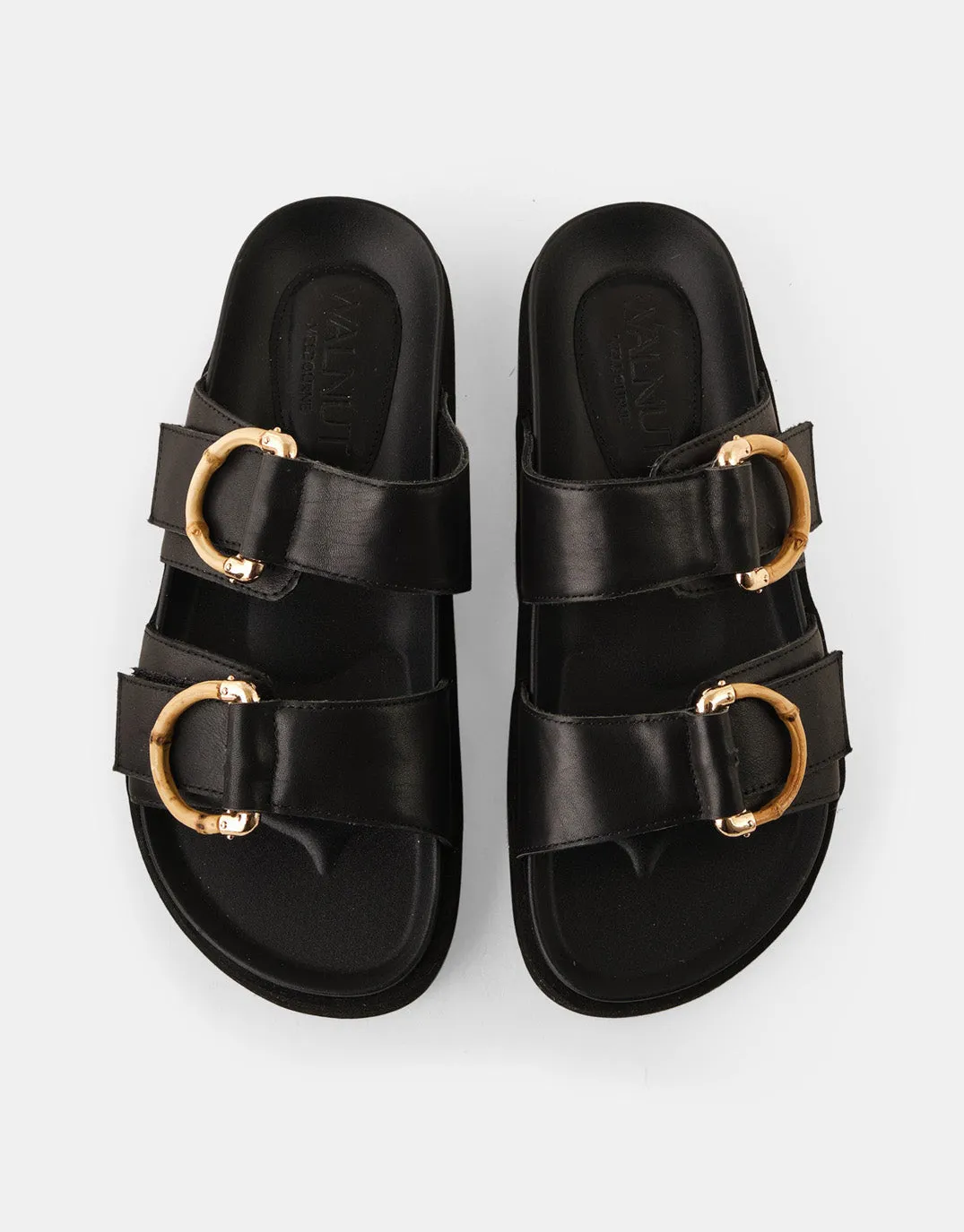 Mint Leather Slides - Black