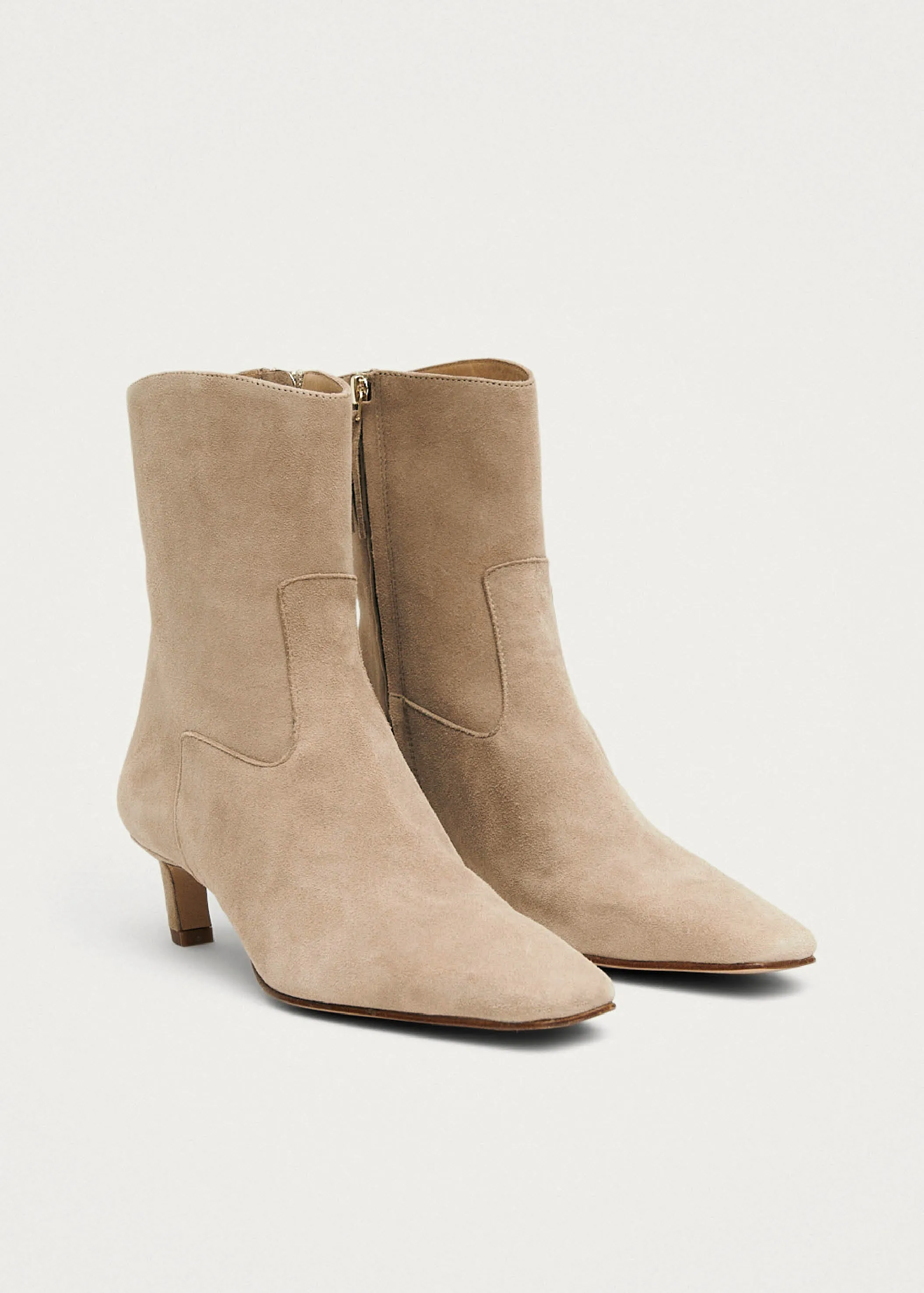 Nash Suede Beige Leather Ankle Boots