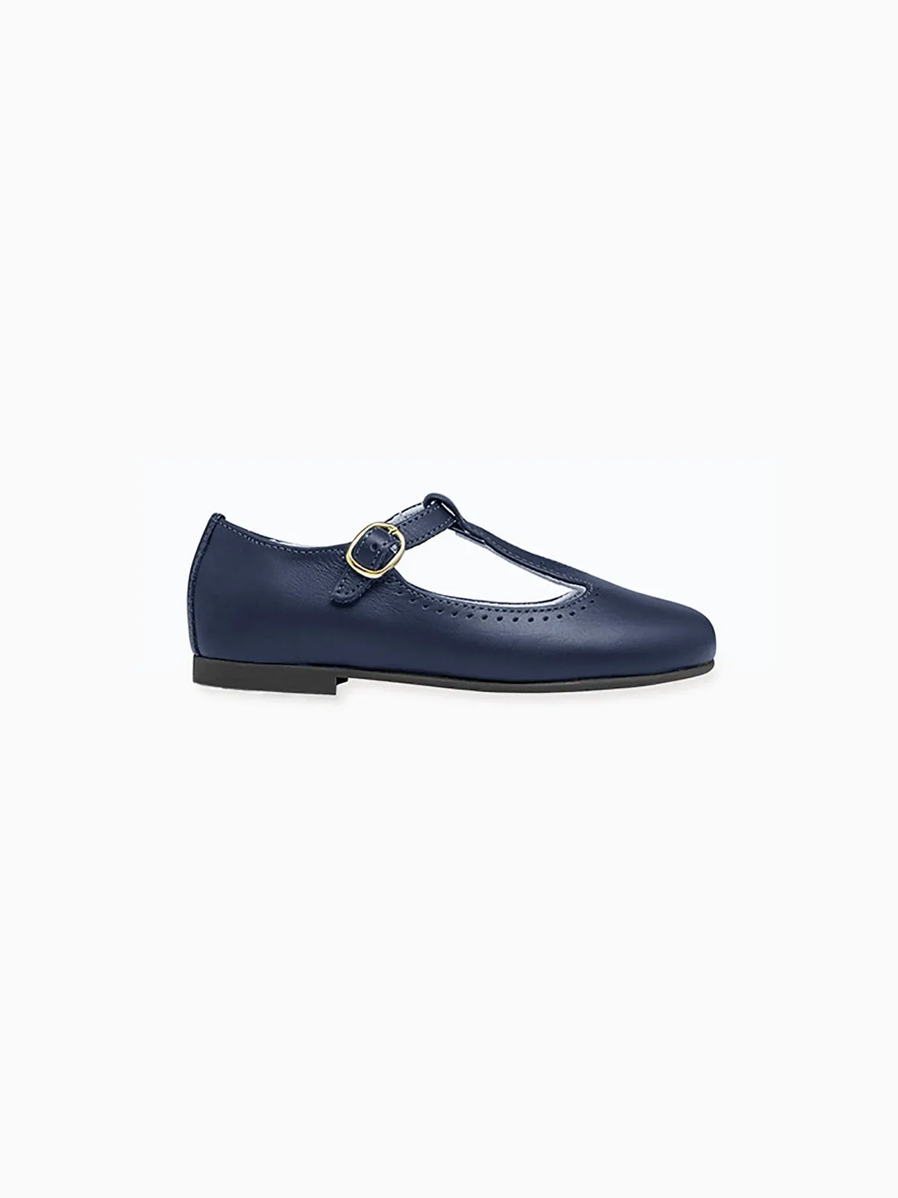 Navy Leather Girl T-Bar Shoes