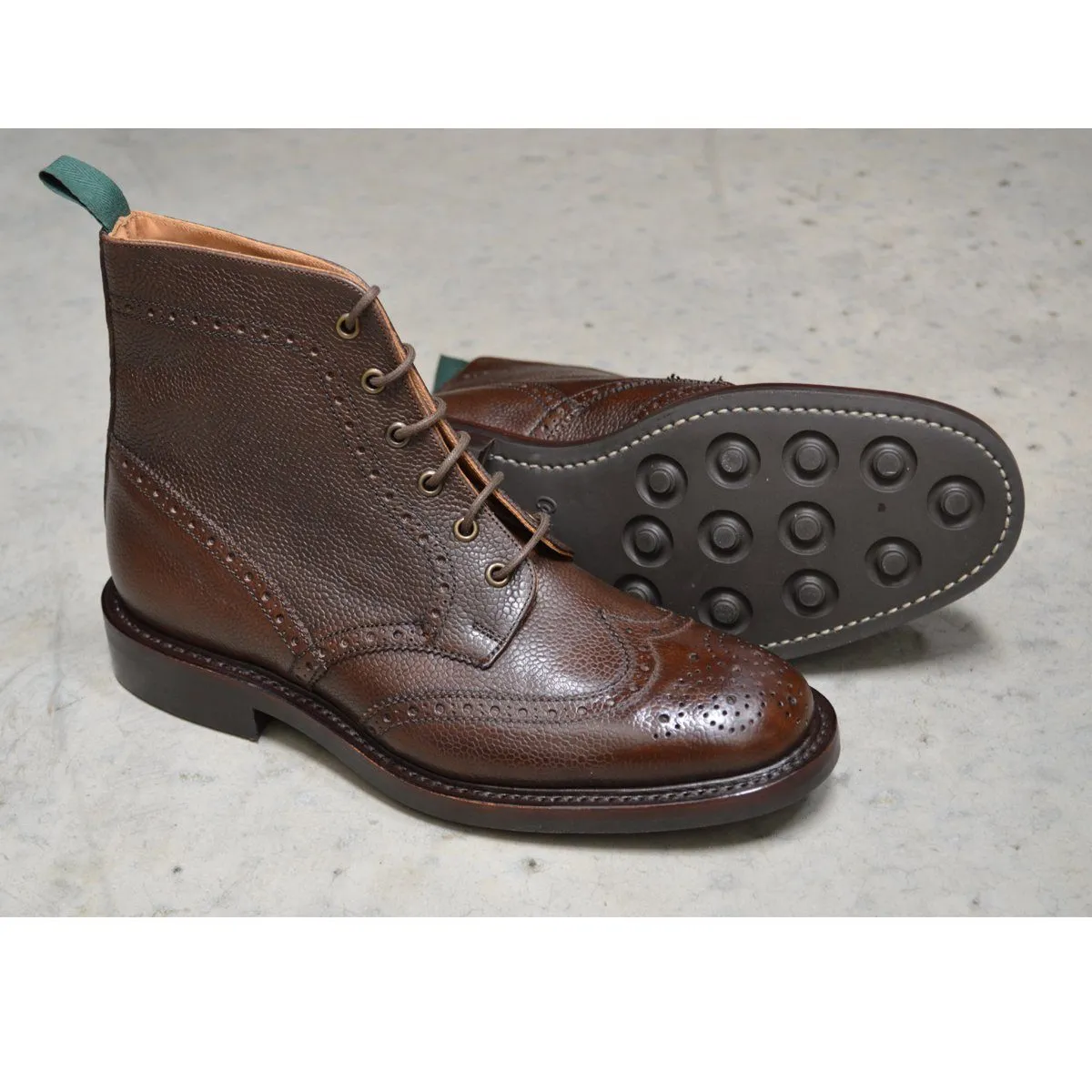 NPS HEATH Brogue Boots - Walnut Grain with Itshide Sole