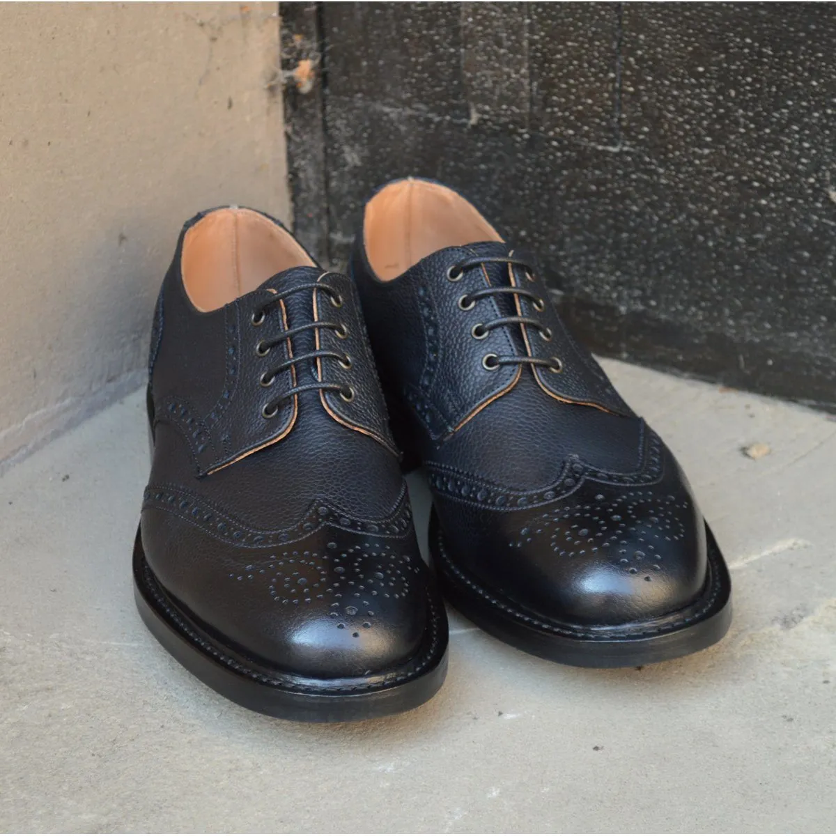 NPS WILSON Brogue Shoes - Black Grain with Itshide Sole