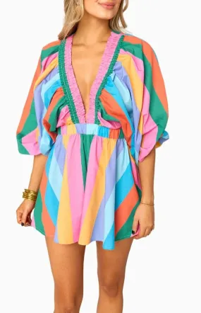 Palm Beach Vneck Stripe Romper