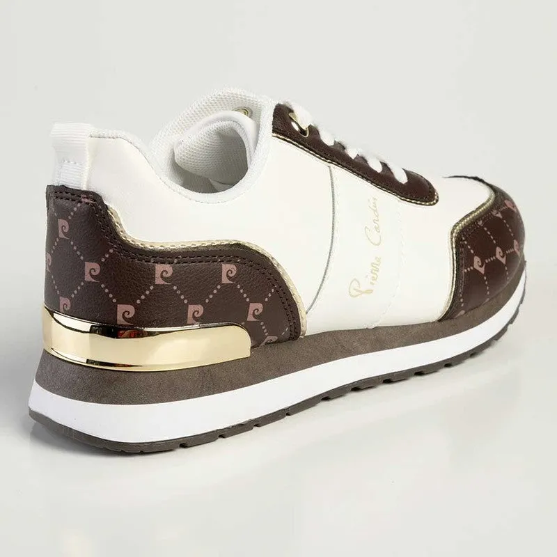 Pierre Cardin Cassis 4 Lace Up Sneaker- White/Brown