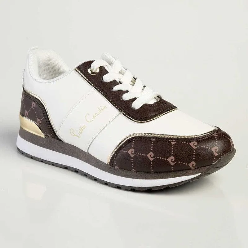 Pierre Cardin Cassis 4 Lace Up Sneaker- White/Brown