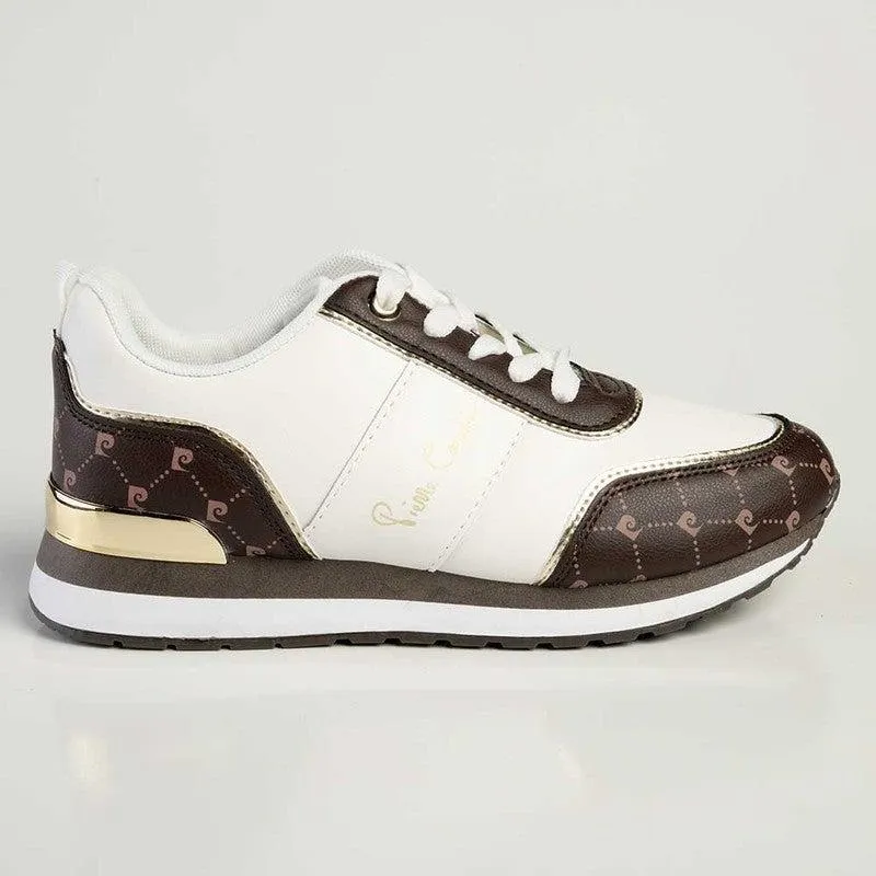 Pierre Cardin Cassis 4 Lace Up Sneaker- White/Brown