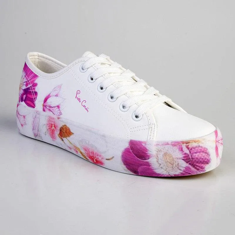 Pierre Cardin Fleurs Lace Up Sneaker - White Multi