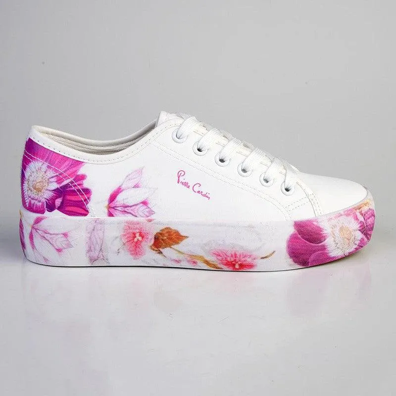 Pierre Cardin Fleurs Lace Up Sneaker - White Multi