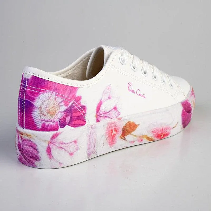 Pierre Cardin Fleurs Lace Up Sneaker - White Multi