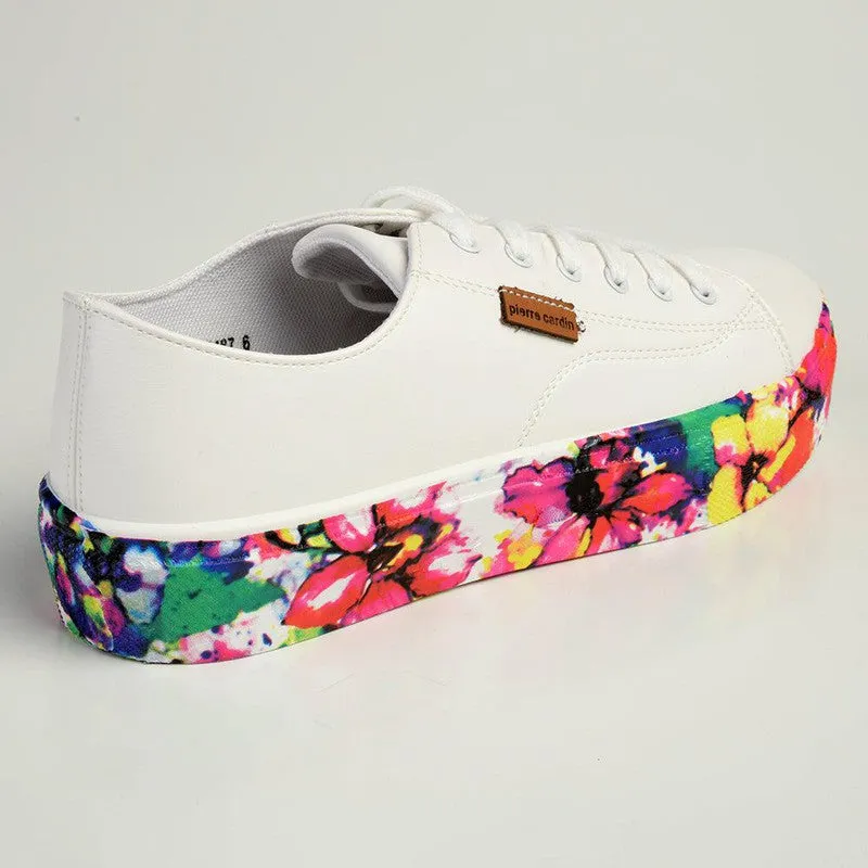 Pierre Cardin Lucie Floral Lace Up Sneaker - White Floral