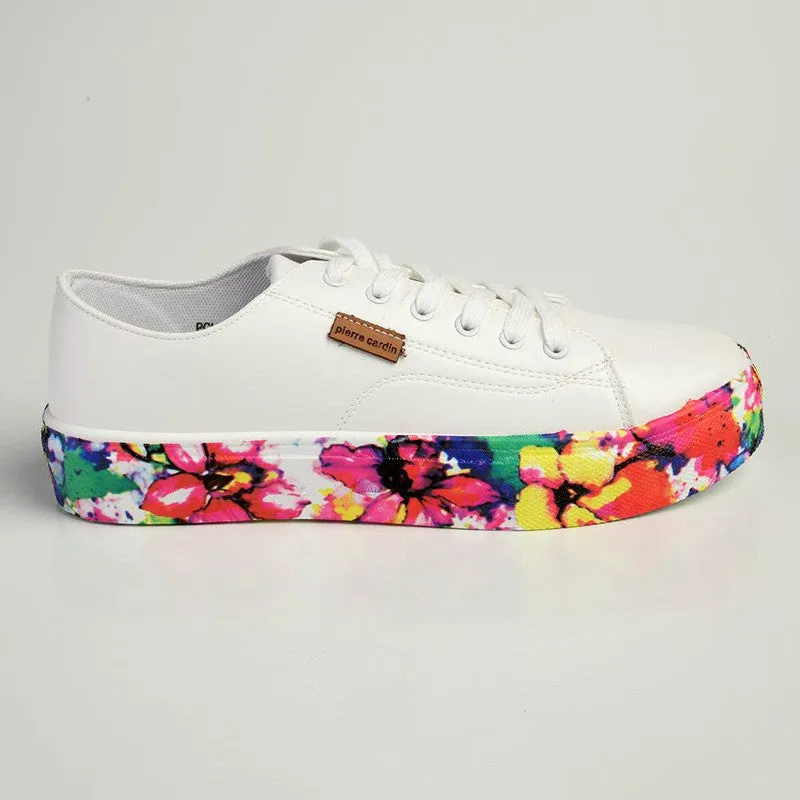 Pierre Cardin Lucie Floral Lace Up Sneaker - White Floral