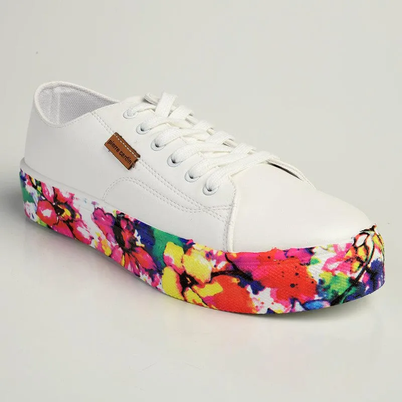 Pierre Cardin Lucie Floral Lace Up Sneaker - White Floral