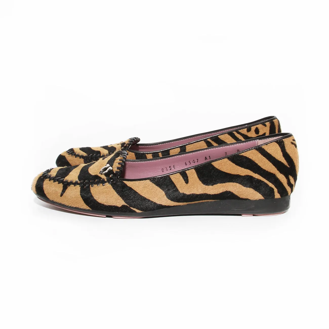 Pony Hair Tiger Print Driving Loafers