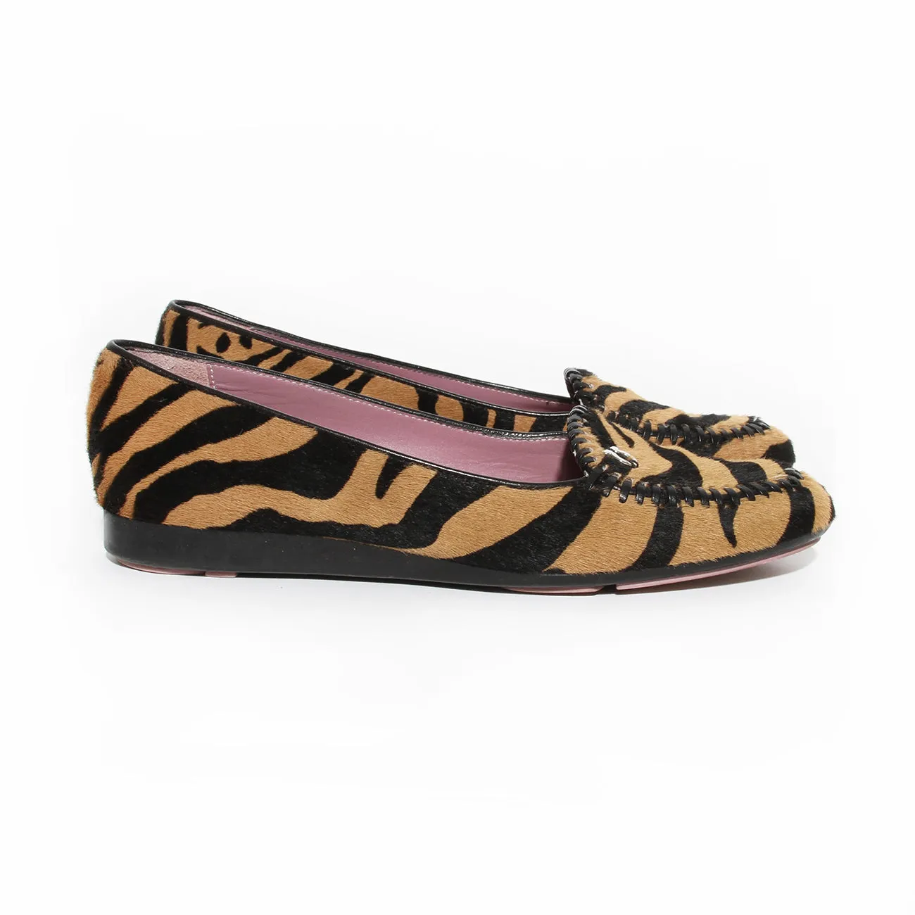 Pony Hair Tiger Print Driving Loafers