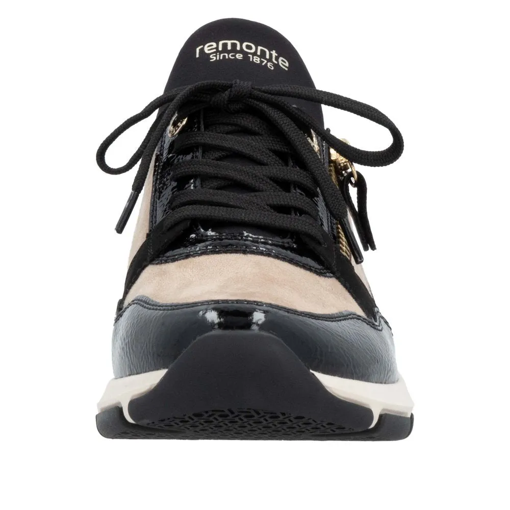 Remonte Ladies Shoes Black/Cream Trainers Sneaker Vegan D1S02-04