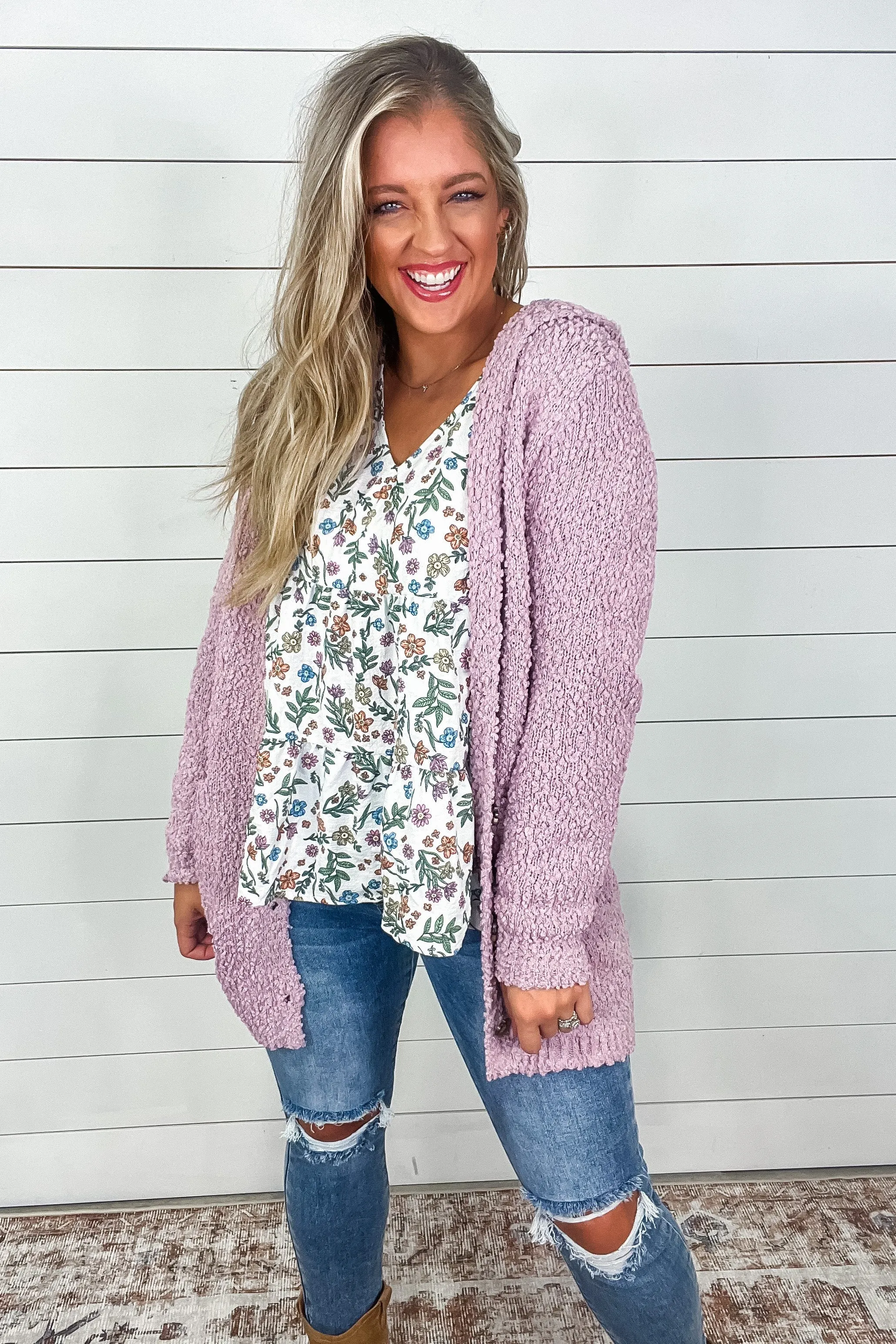 Soft Wisteria Hooded Cardigan