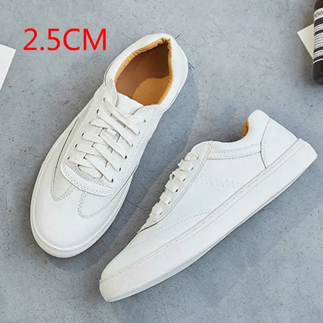 White Split Leather Women Chunky Sneakers