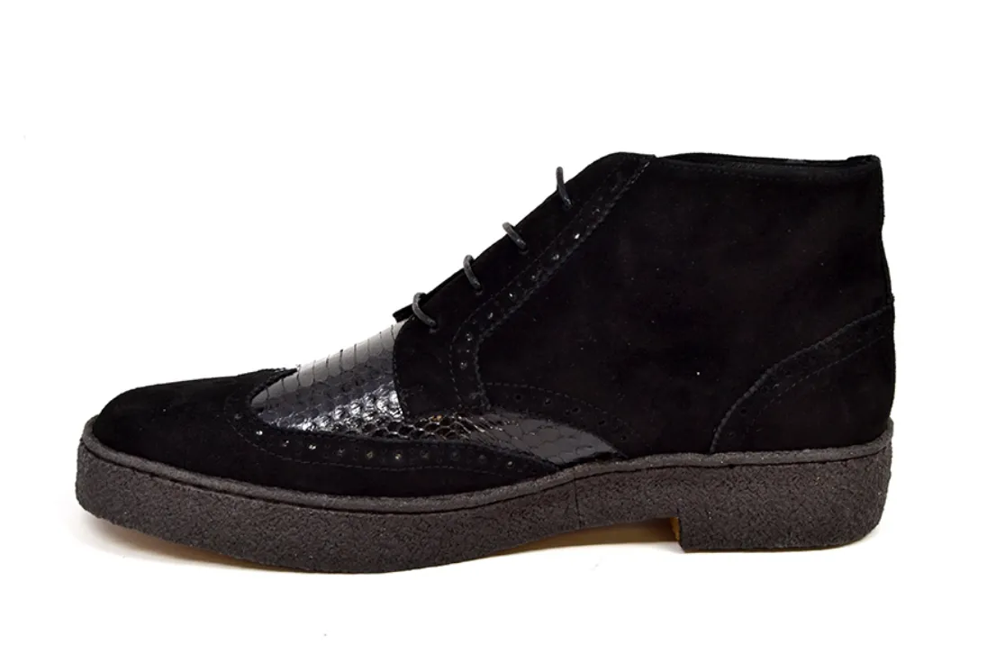 Wingtip Black Snake Skin & Suede