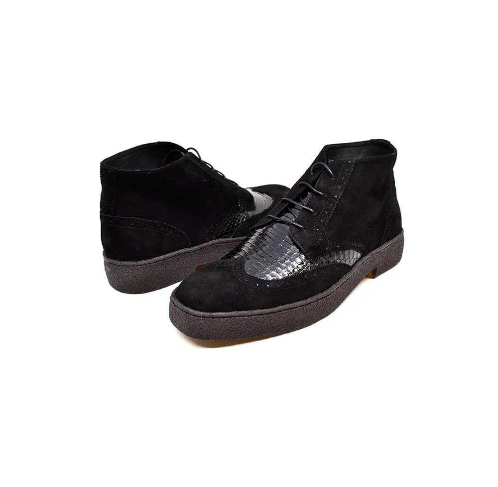 Wingtip Black Snake Skin & Suede