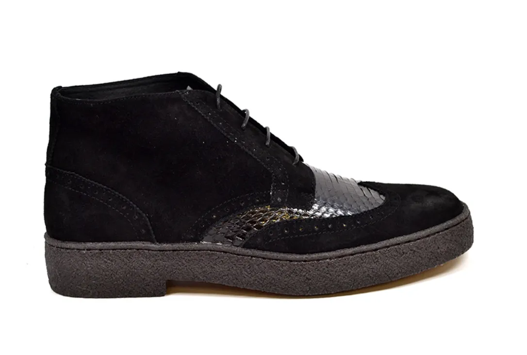 Wingtip Black Snake Skin & Suede